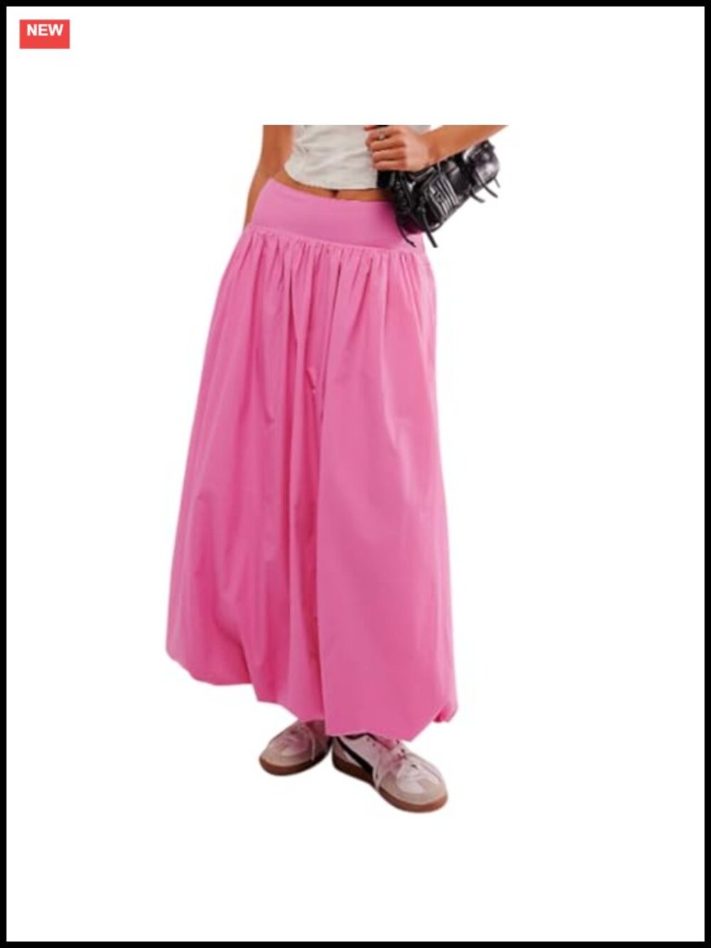 Women Y2k Bubble Maxi Skirt Polyester Low Waist A Line Long Flowy Pleated Ruffle